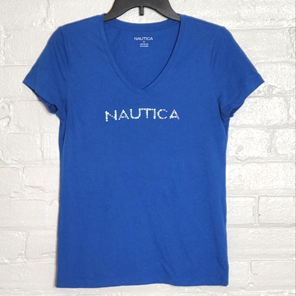 Nautica Silver Studded Logo Top
